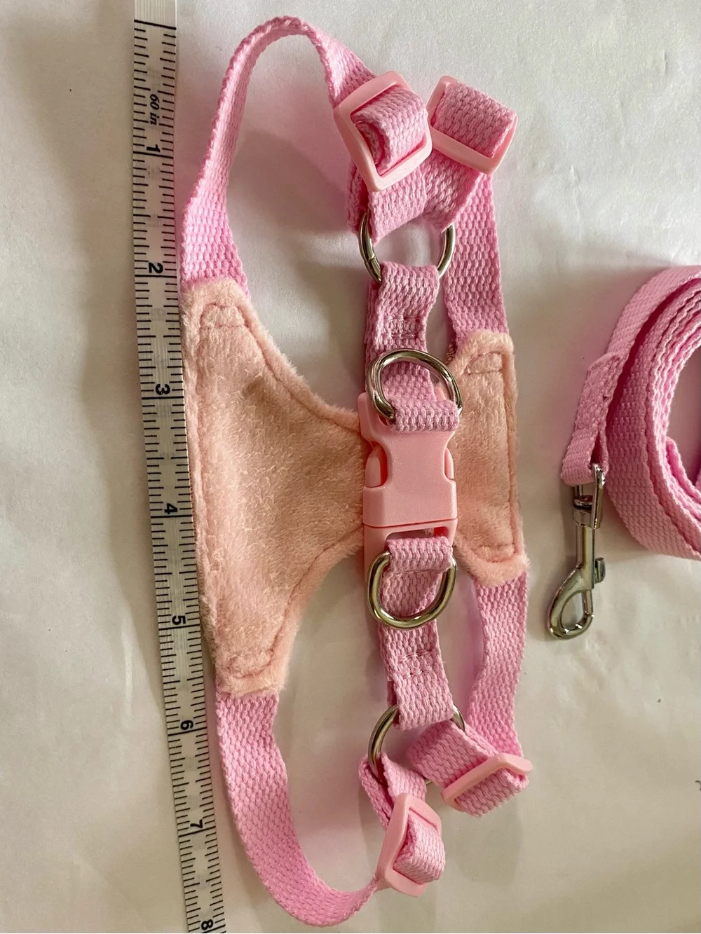8” Pink Plaid Dog Harness and 60” Leash Set